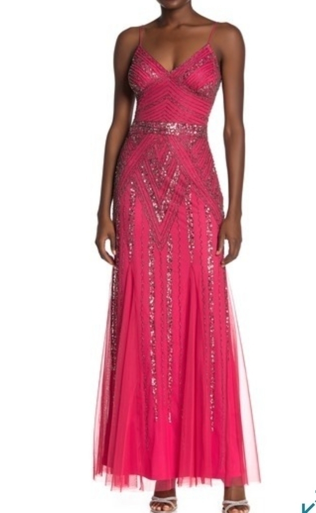 MARINA Embellished V Neck  And Deep V Back Gown